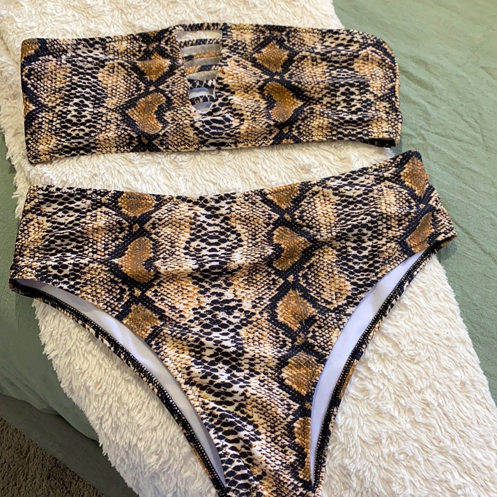 Snakeskin high waisted bikini